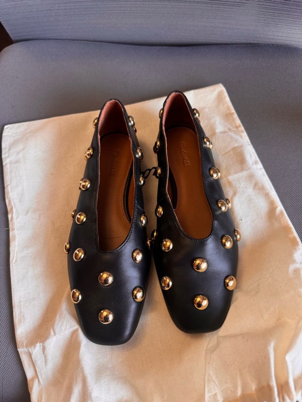 The Mylie Ballet Flat in Stud Embellished Leather